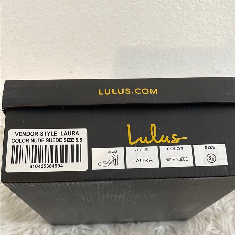 LULUS Laura Light Nude Suede Ankle Strap Chunky Heels Size 5.5 NEW - Picture 13 of 15